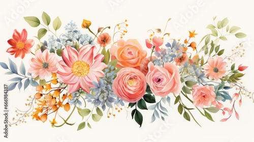 A decorative floral banner with vibrant blooms