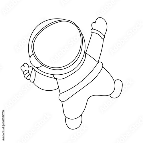 Interstellar Journey Spaceman and Cosmic Adventure in Line Illustration