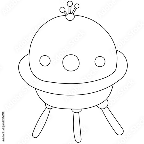 Cosmic Journey Astronaut and Spaceship in Line Art Adventure.