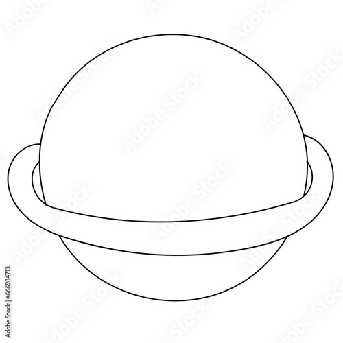 Cosmic Journey Astral Adventure with a Planet in Line Art