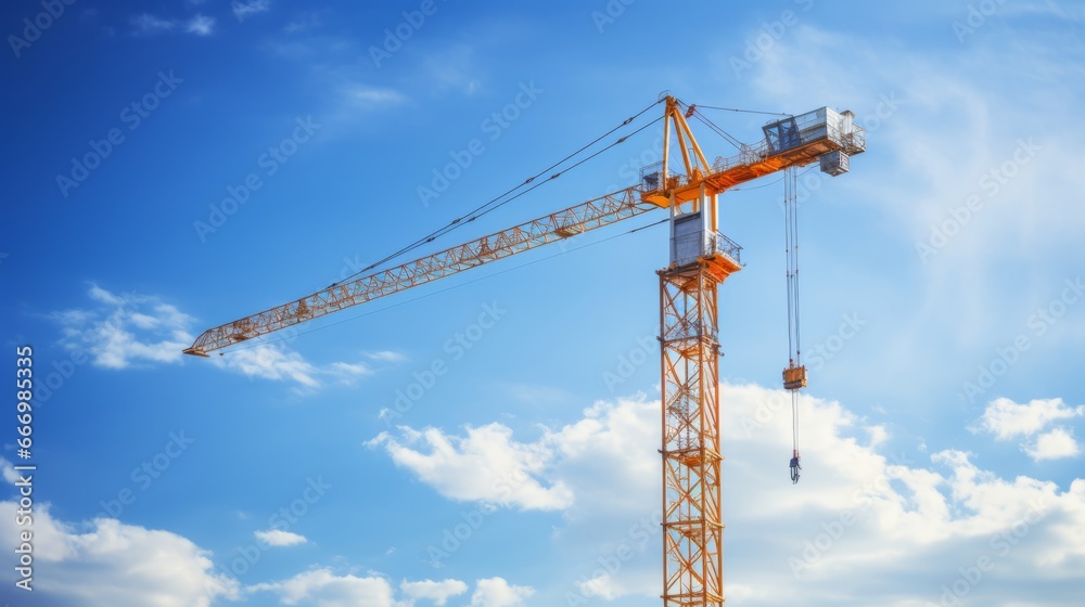 A construction crane reaching high into the sky