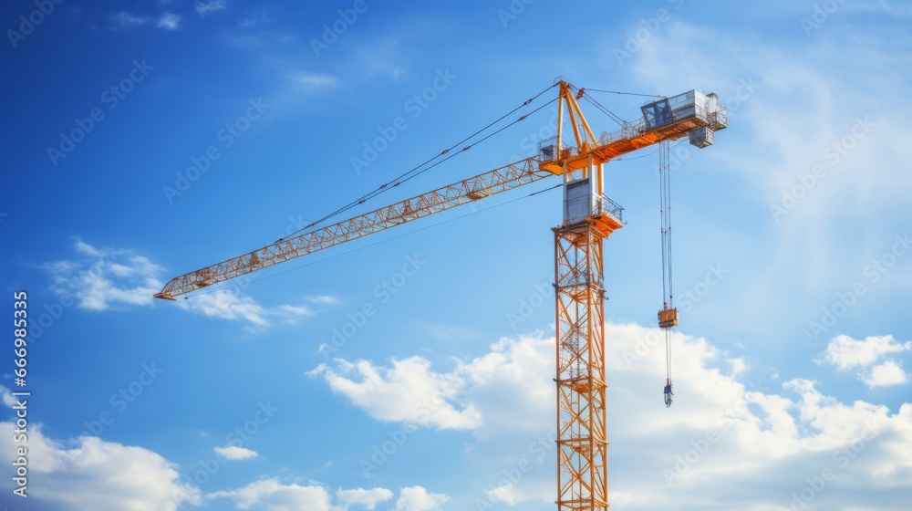 A construction crane reaching high into the sky A construction crane reaching high into the sky