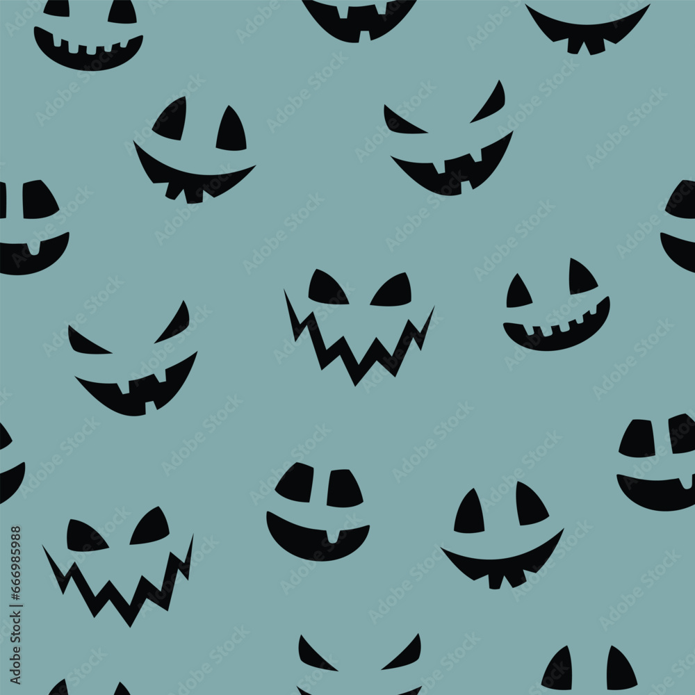 Halloween pattern with creepy pumpkin face. Seamless texture. Vector Halloween pattern with creepy pumpkin face. Seamless texture. Vector