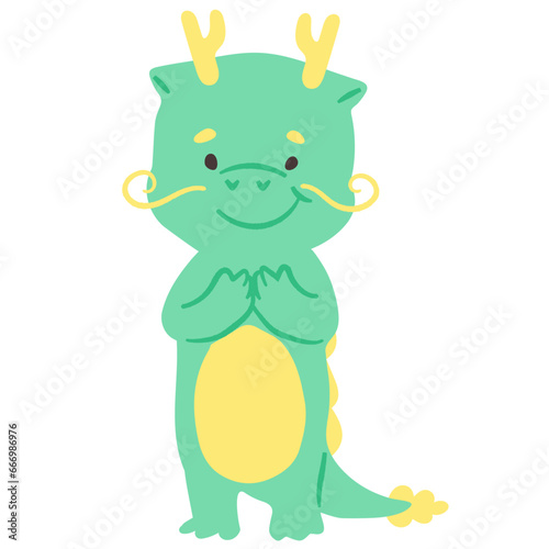 Chinese dragon character impressing flat illustration