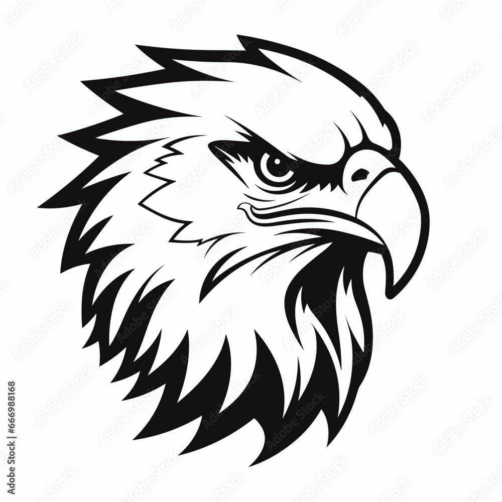 Eagle head logo mascot vector black and white