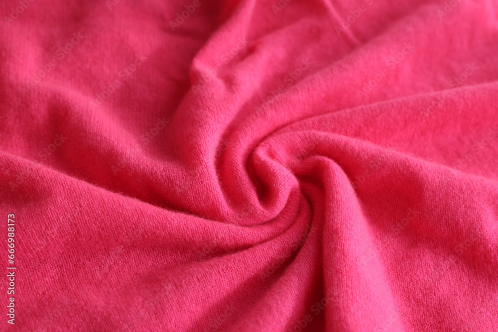 Fototapeta premium Beautiful pink fabric as background, closeup view