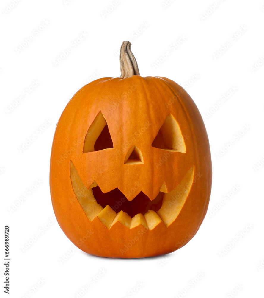 Carved pumpkin for Halloween isolated on white Carved pumpkin for Halloween isolated on white