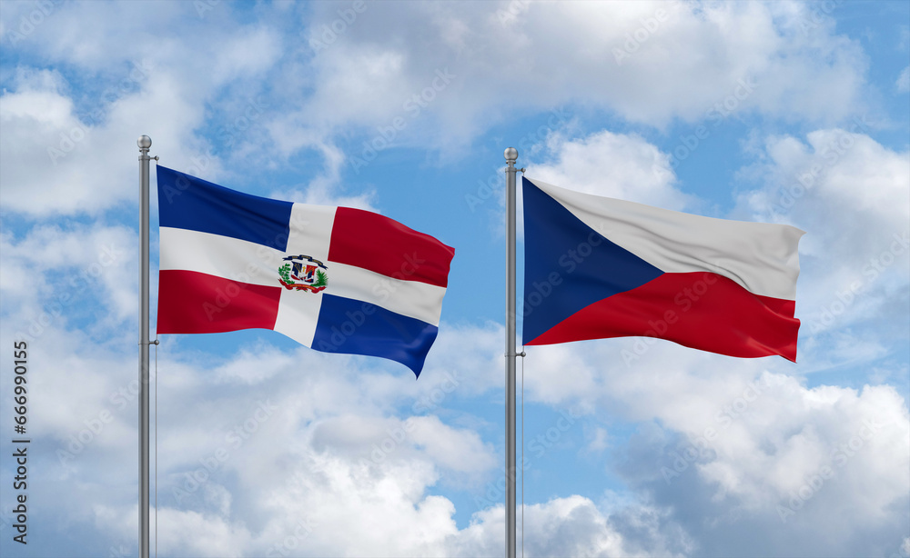 Czech Republic and Dominican flags, country relationship concept Czech Republic and Dominican flags, country relationship concept
