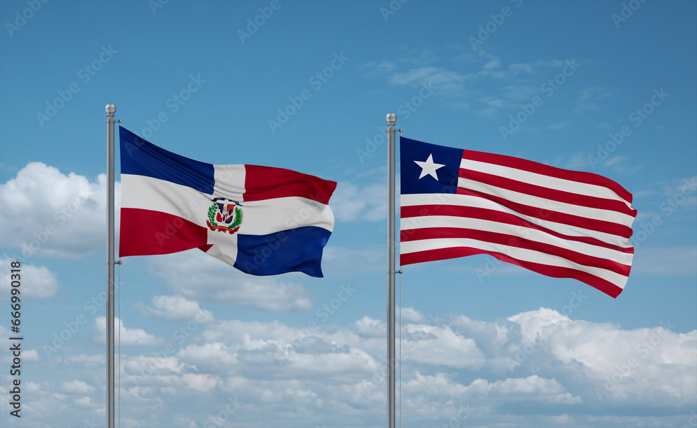 Liberia and Dominican flags, country relationship concept Liberia and Dominican flags, country relationship concept
