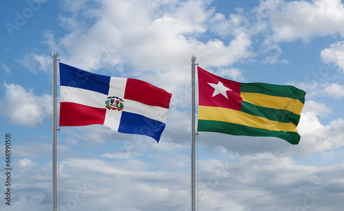 Togo and Dominican flags  country relationship concept
