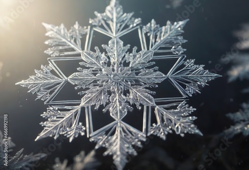 Snowflake on the snow. Winter background with snowflakes.