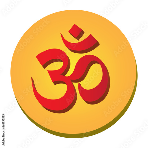 3D om or aum symbol or logo of Hinduism vector icon best for apps, websites, social media, print and home decoration. Hindu Om Symbol Illustration.