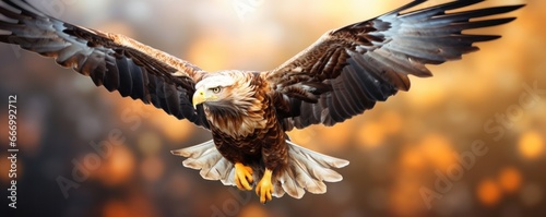 Graceful accipitridae soaring through the open skies, its sharp beak and powerful wings embodying the untamed spirit of the wild photo