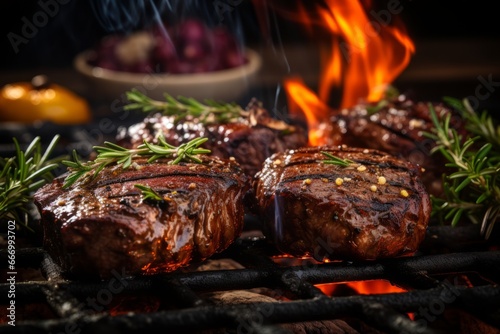 Grilling Juicy Steaks on Open Flame for a Perfect BBQ Feast