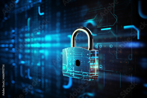 cyber security concept and internet privacy data protection Modern showing padlock protecting business and financial data to protect personal information on digital devices, data governance