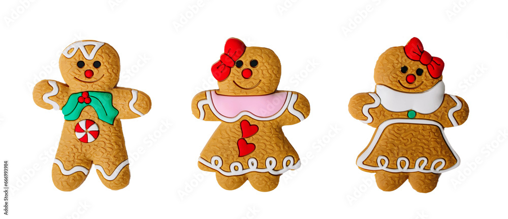 Obraz premium Christmas biscuit set, isolated on white or transparent background.