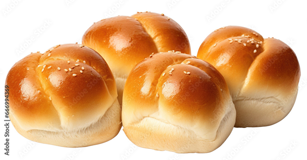 Set of hamburger bread with sesame seeds. Hamburger buns isolated on a white or Transparent background. PNG