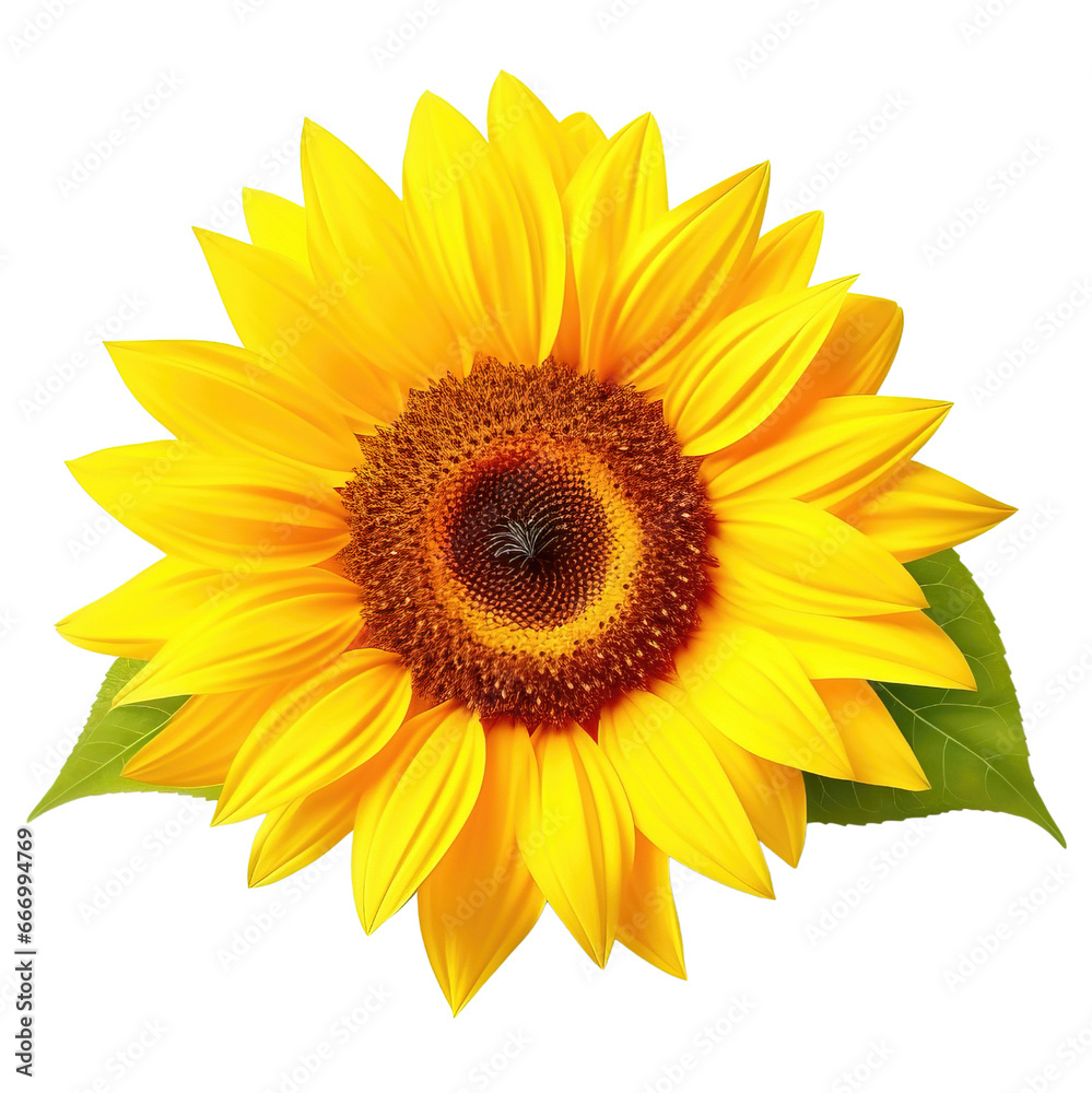 Fototapeta premium Sunflower Copy Space isolated on a white or Transparent background. PNG