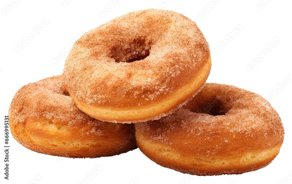 Delicious Homemade Apple Cider Donuts on a white or Transparent background. PNG