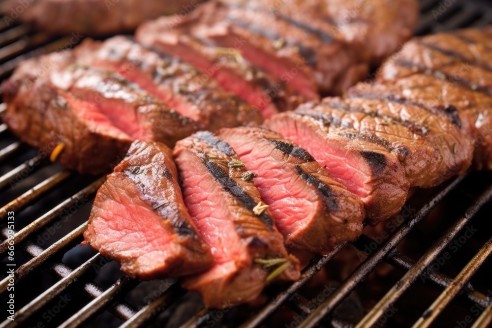 detail shot of grill marks on freshly cooked steak