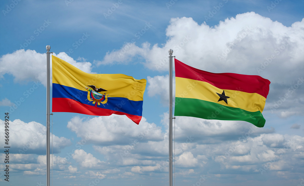 Ghana and Ecuador flags, country relationship concept Ghana and Ecuador flags, country relationship concept