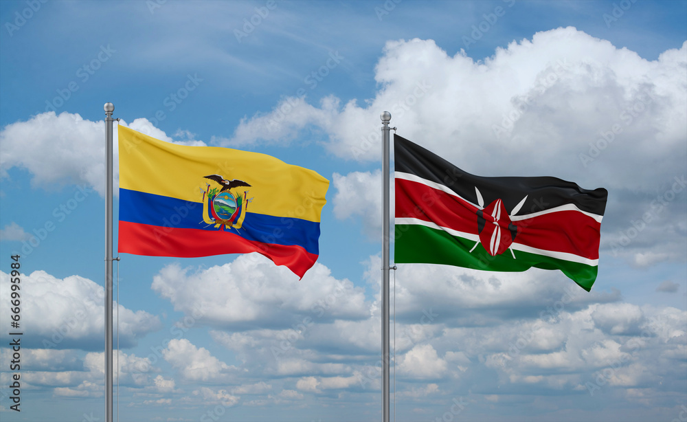 Kenya and Ecuador flags, country relationship concept Kenya and Ecuador flags, country relationship concept