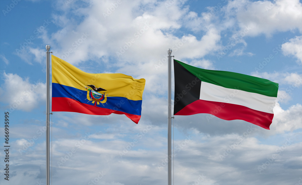 Kuwait and Ecuador flags, country relationship concept Kuwait and Ecuador flags, country relationship concept