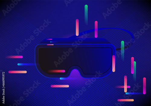 Hello Christmas VR virtual reality 3d playing gamer entertainment interactive glasses technology abstract background vector illustration