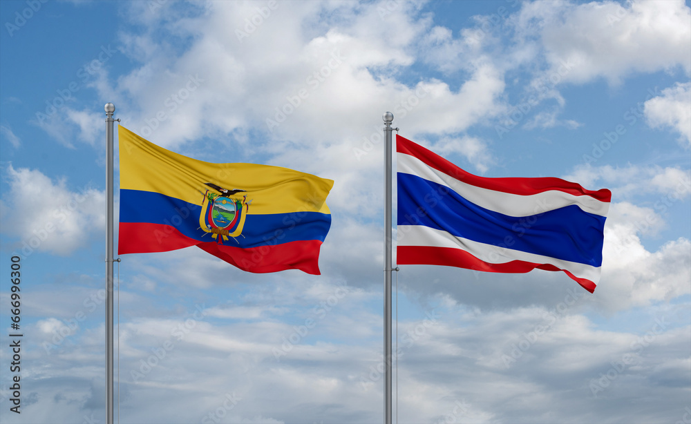 Thailand and Ecuador flags, country relationship concept Thailand and Ecuador flags, country relationship concept