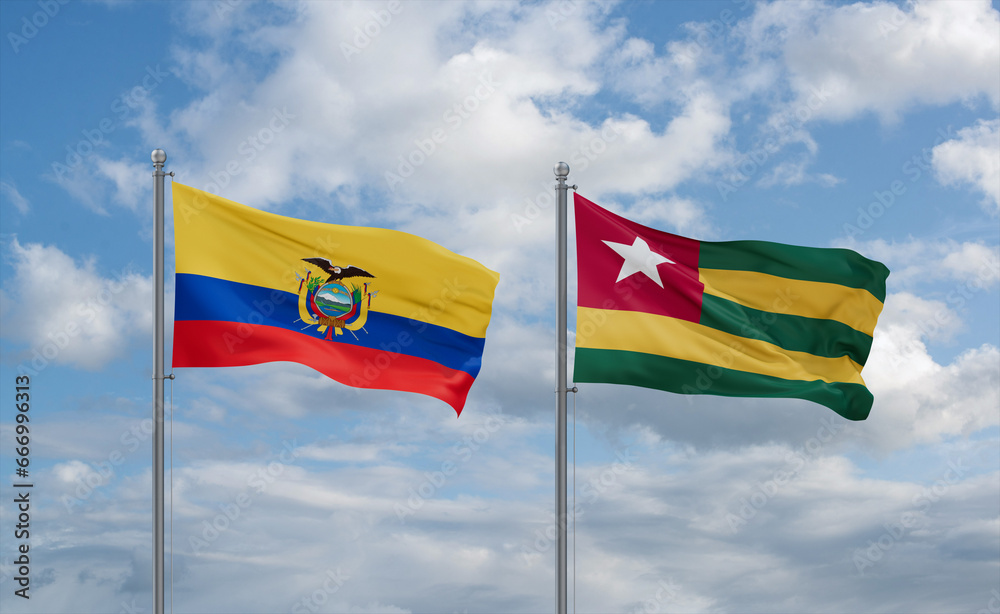 Togo and Ecuador flags, country relationship concept Togo and Ecuador flags, country relationship concept