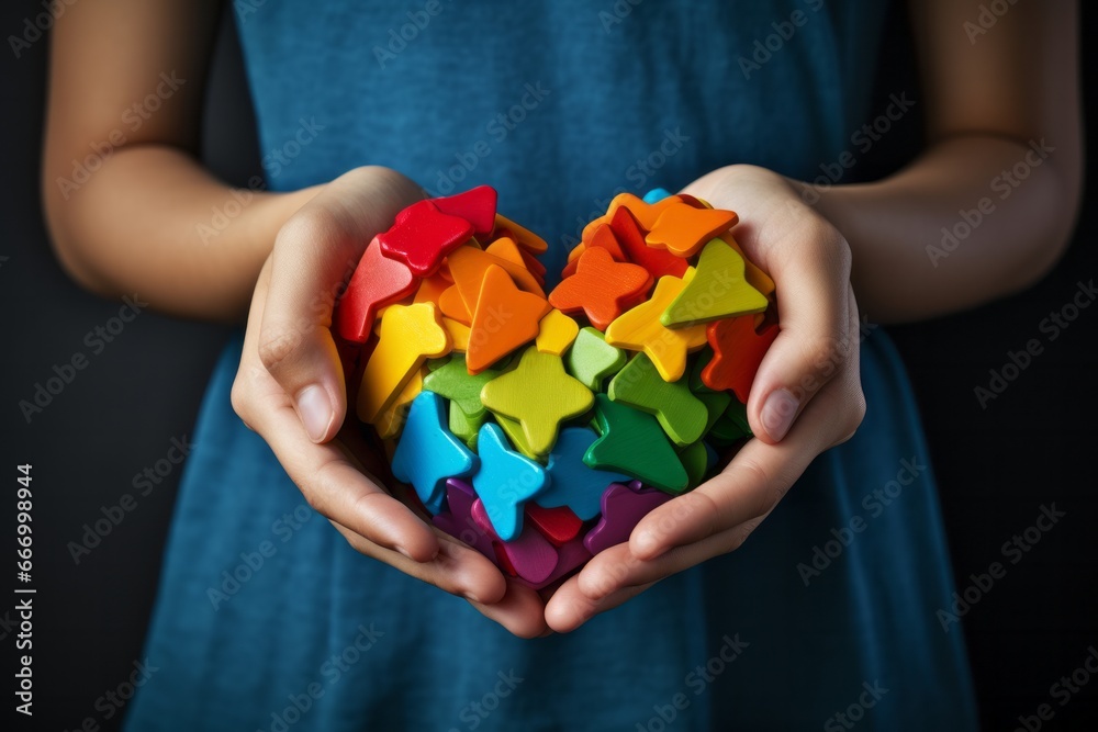 A woman holding a heart shaped puzzle piece - Heartfelt Connection A woman holding a heart shaped puzzle piece - Heartfelt Connection