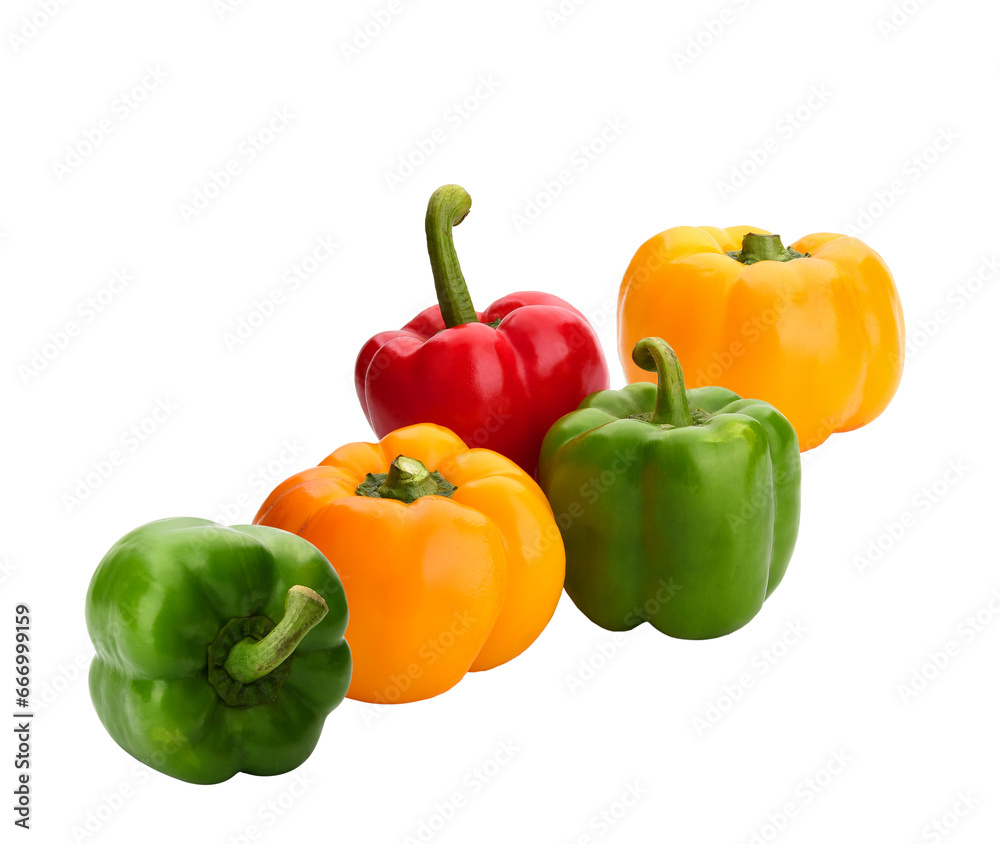 Green, red and yellow bell pepper isolated transparen png Green, red and yellow bell pepper isolated transparen png