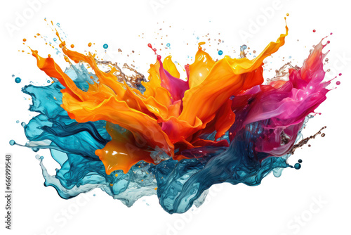 Colorful ink or water splash isolated on transparent background