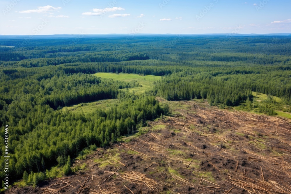 top-view of a clear-cut forest