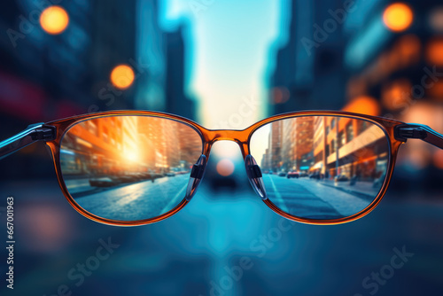 protection glasses on a city background © VIRTUALISTIK