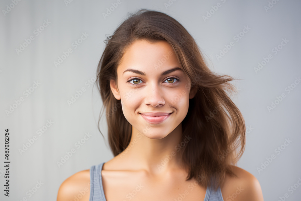 Photo of very happy young woman over gray background Photo of very happy young woman over gray background