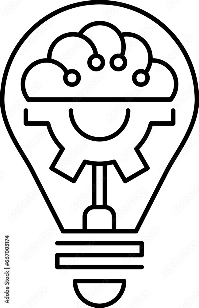 Creative idea icon. Brain in lightbulb. Innovation, education, idea, mind, thinking sign symbol logo. Vector illustration