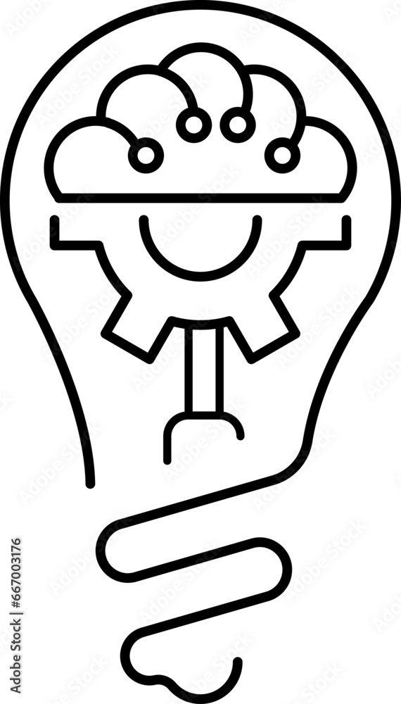 Creative idea icon. Brain in lightbulb. Innovation, education, idea, mind, thinking sign symbol logo. Vector illustration