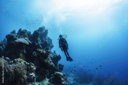 Cinematic shot of Diver, Coral Reef © MoriMori