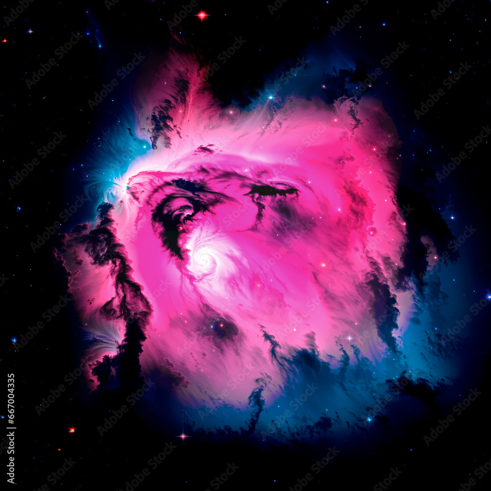 Generative AI. Space wallpaper and background. Universe with stars, constellations, galaxies, nebulae and gas and dust clouds