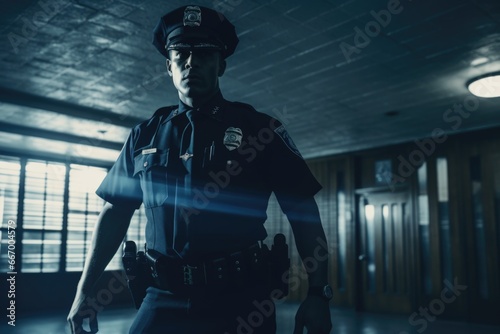 Cinematic shot of Police Officer, Precinct photo