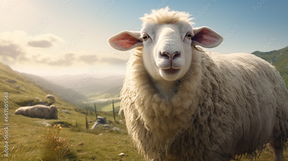 Amidst a backdrop of rustic simplicity, a sheep seizes the spotlight; its tongue lolling out in an impudent display that shatters all ovine stereotypes.