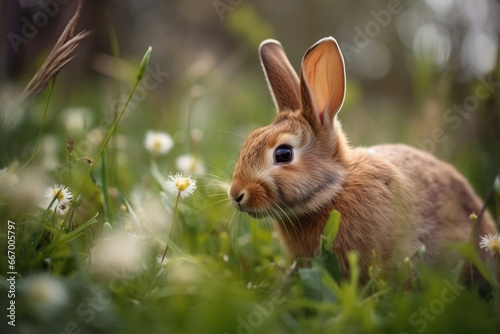 Easter rabbit in a spring meadow generative ai