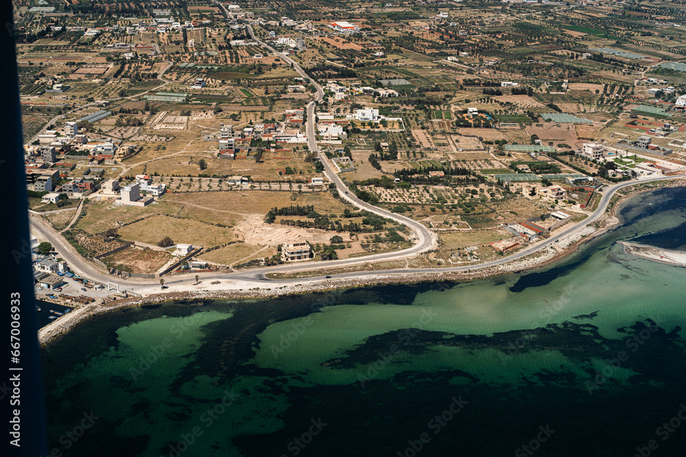 View of the Tunisian coast and the tourist route - Monastir governorate - Tunisia