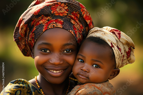 Portrait d'une jeune fille africaine avec sa petite soeur  photo