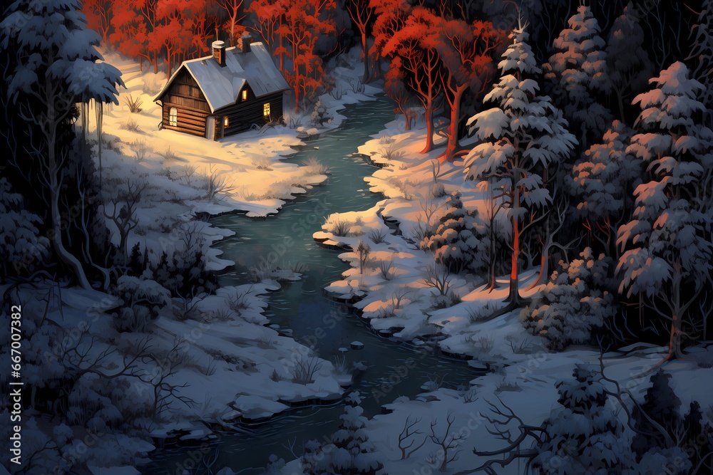 cabin in the winter forest, landscape, winter desktop background cabin in the winter forest, landscape, winter desktop background