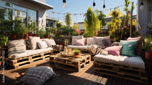 Summer patio or outdoor lounge area with adorable couch © khan