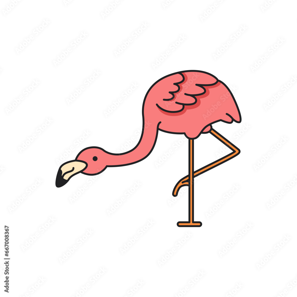 Obraz premium Flamingo flat icon. Vector illustration of a flamingo.