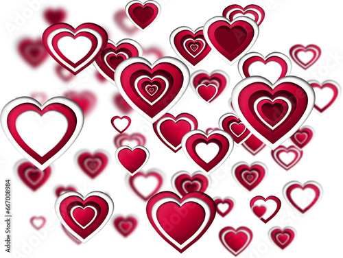Digital png illustration of red hearts pattern on transparent background