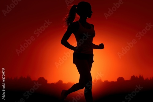 Ephemeral Fitness: A Long Exposure Capture of a Female Jogger, Deep Distance Move Blur, Rational Lines of Light and Shadow, Illustrating the Dynamic Energy of Active Living